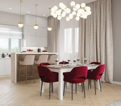 Дизайн интерьера гостиная кухня столов