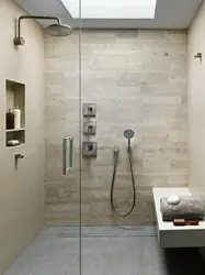Photo of bathrooms with floor-to-ceiling shower