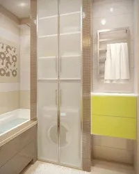 Ванна бөлмесінің дизайнының фотосуретіндегі кіріктірілген шкафтар