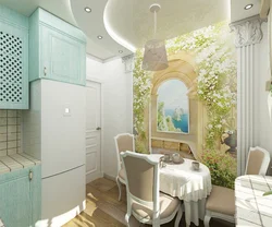Дизайн кухни в стиле прованс с холодильником