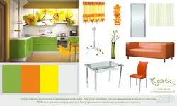 Combination of colors in the interior of the kitchen table furniture