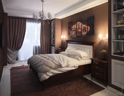 Bedroom design with dark classic furniture photo