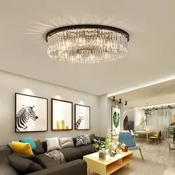 Chandeliers For Low Ceilings In A Modern Style Living Room Photo