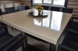 Фото столов для кухни из искусственного камня