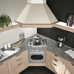 Photos of corner built-in kitchens with gas stoves