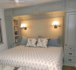 Built-in shelves in the bedroom photo