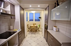 Rectangular kitchen with balcony photo