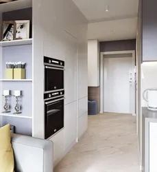 Design of a one-room kitchen in the hallway