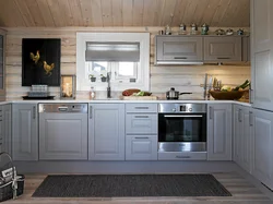 Photo of kitchen white gray wood