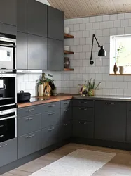 Photo of kitchen white gray wood