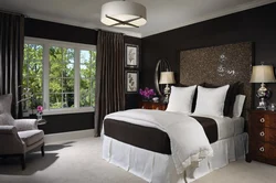 Brown wallpaper in the bedroom design photo