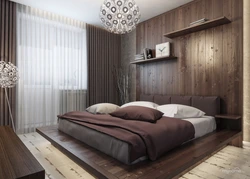 Brown Wallpaper In The Bedroom Design Photo