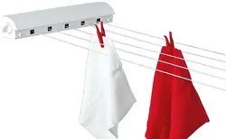 Ropes in the bathroom for drying clothes photo