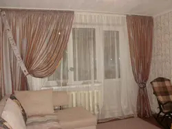 Design of curtains for a window with a balcony door in the bedroom