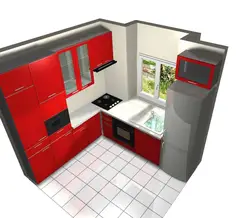 Дизайн кухни 3 на 3 с 2 дверями