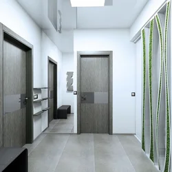 Hallway design gray tiles