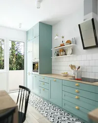 Kitchen interior with one wall cabinet