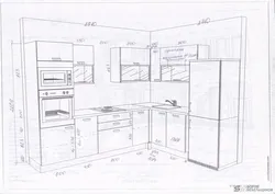 Дызайн убудаваных кухні з памерамі