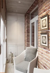 Loggia design with brick wall