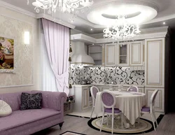 Kitchen living room in lilac tones photo