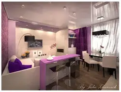 Kitchen Living Room In Lilac Tones Photo