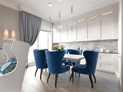 Синий диван на кухне дизайн