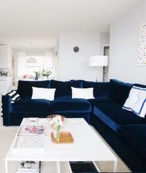 Blue Sofa In The Kitchen Design