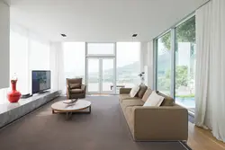 Living room with large window design photo