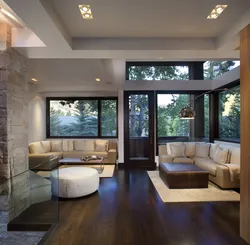 Living room with large window design photo
