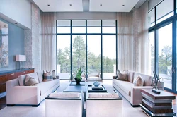Living room with large window design photo
