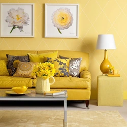 Yellow brown living room design