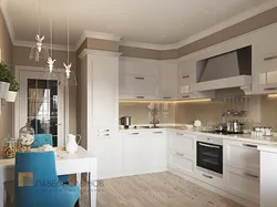 Kitchen interior in light colors in a modern style inexpensively