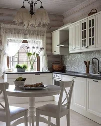 White Kitchen In A Wooden House Design