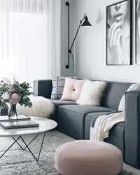Gray colors in the living room interior