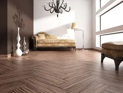 Wood-effect tiles in the living room interior