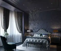 Цёмная класічная спальня дызайн фота