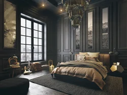 Темная классическая спальня дизайн фото