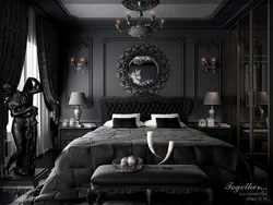 Цёмная класічная спальня дызайн фота