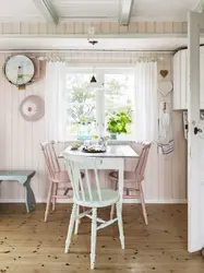 Kitchen in the country from clapboard photo