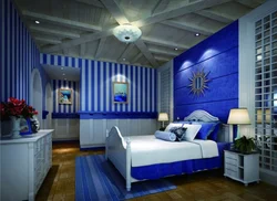 Дизайн спальни в синим тоне