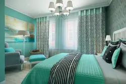 Turquoise gray curtains for the bedroom photo