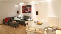 Living room with round sofa interior photo