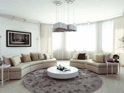 Living Room With Round Sofa Interior Photo