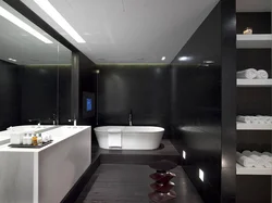 Інтэр'ер ванны з чорнай столлю