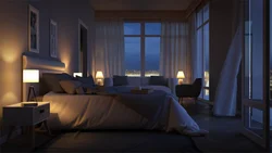 Night bedroom interior