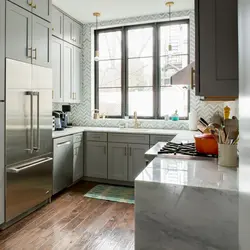 Kitchen corner photo with sink by the window