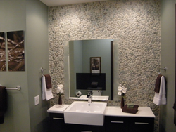 Pebbles in the bathroom interior