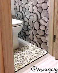 Pebbles in the bathroom interior