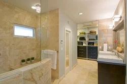 Sand colored bathroom design