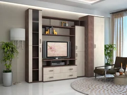 Slide in the living room in a modern style with a wardrobe photo